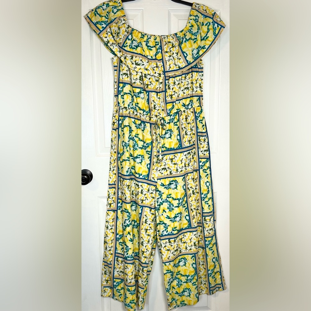 Chloe+Rene Floral/Lemon Jumpsuit Sz XL PTP 21”